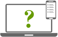 Ikona PC na jehož displeji je otazník a ikona mobilu, která znamená, že nás můžete kdykoliv kontaktovat